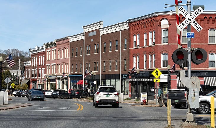 A shot of a small town in America