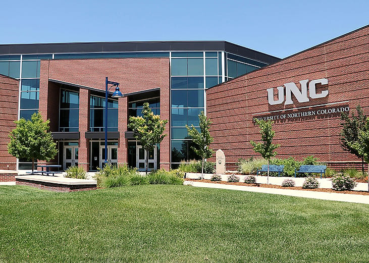 An outside view of the University of Northern Colorado's Campus Commons building in Greeley, Colorado, USA.