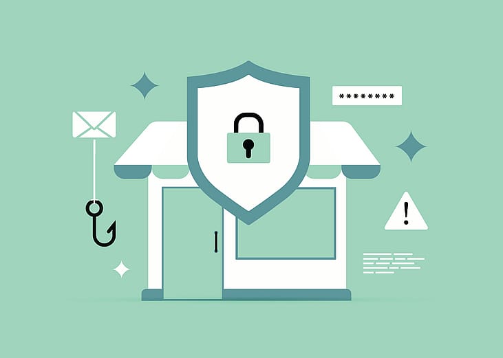 A graphic representing cybersecurity and data protection awareness across various measures of small businesses.