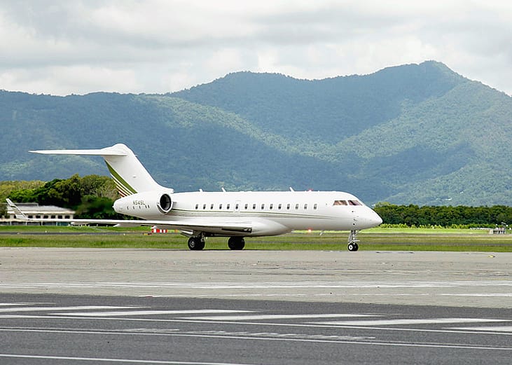 Oprah Winfrey's plane arriving at the Cairns airport in Australia.