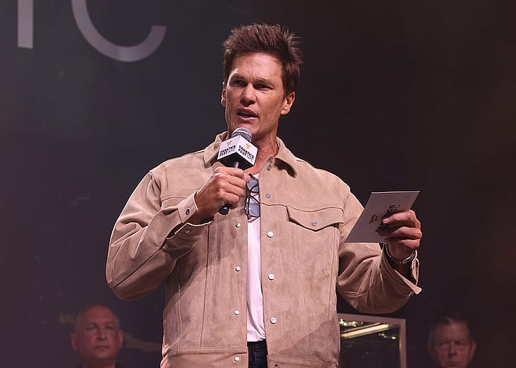 Tom Brady speaking onstage during the Fanatics Fest NYC 2026 at Jacob Javits Center in New York City, USA.