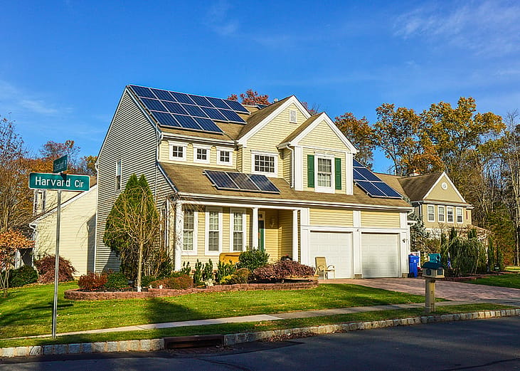 A modern wooden house in the Princeton suburb in New Jersey, USA.