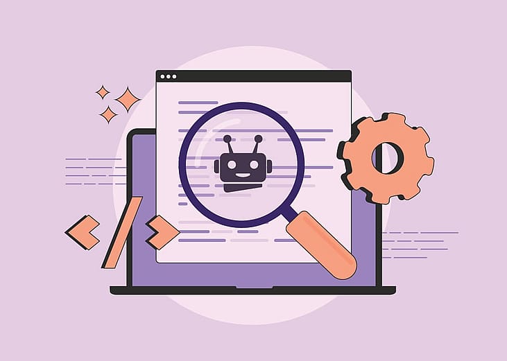 A digital illustration showing AI coding and writing tools for text generation and writing.