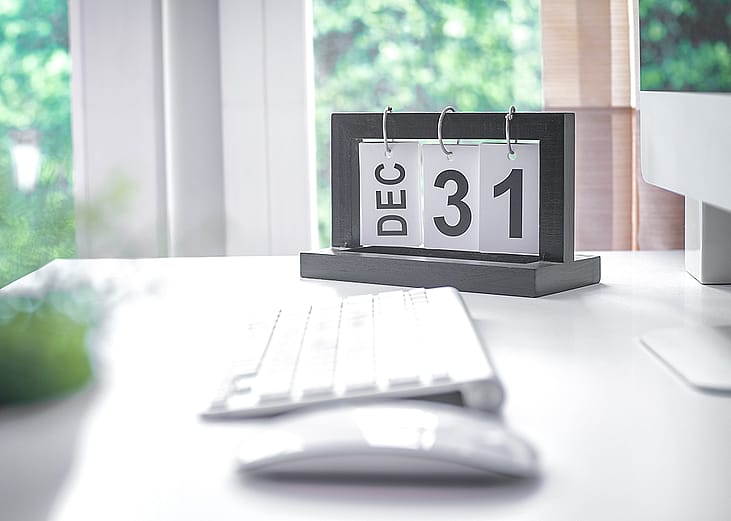 A loose leaf calendar with 31st of December as its current date.