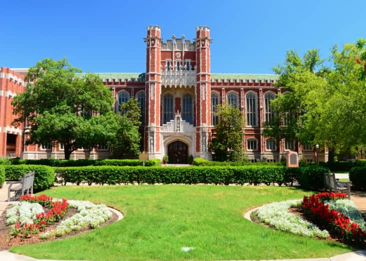 A garden in front of the historic Bizzell Memorial Library on the campus of theUniversity of Oklahoma.