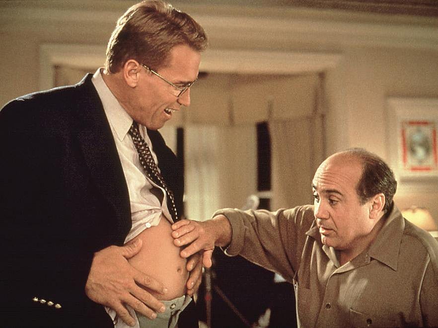 Actors in a scene from ‘Junior’.