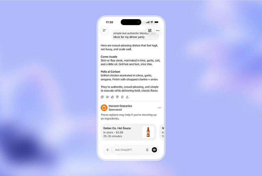 An illustration showing example of ideal display for ads in a platform when it opens up.