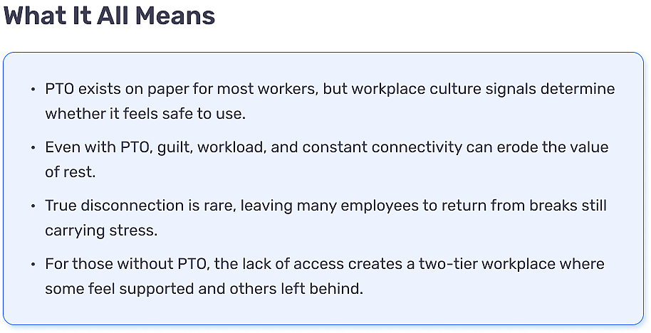 A 4-point summary of what paid time off means.