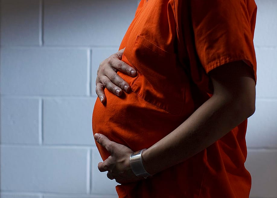 A pregnant female inmate at Western Massachusetts Regional Women's Correctional Center in Chicopee, MA. — Dina Rudick // The Boston Globe via Getty Images