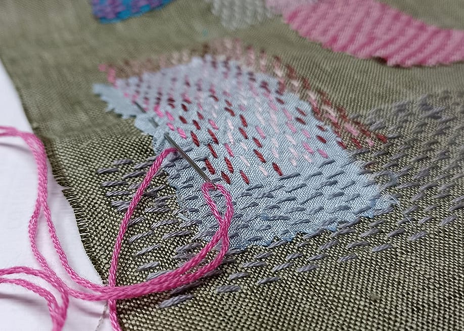 Sashiko stitch, a Japanese form of embroidery. — Daria Yachmeneva // Shutterstock