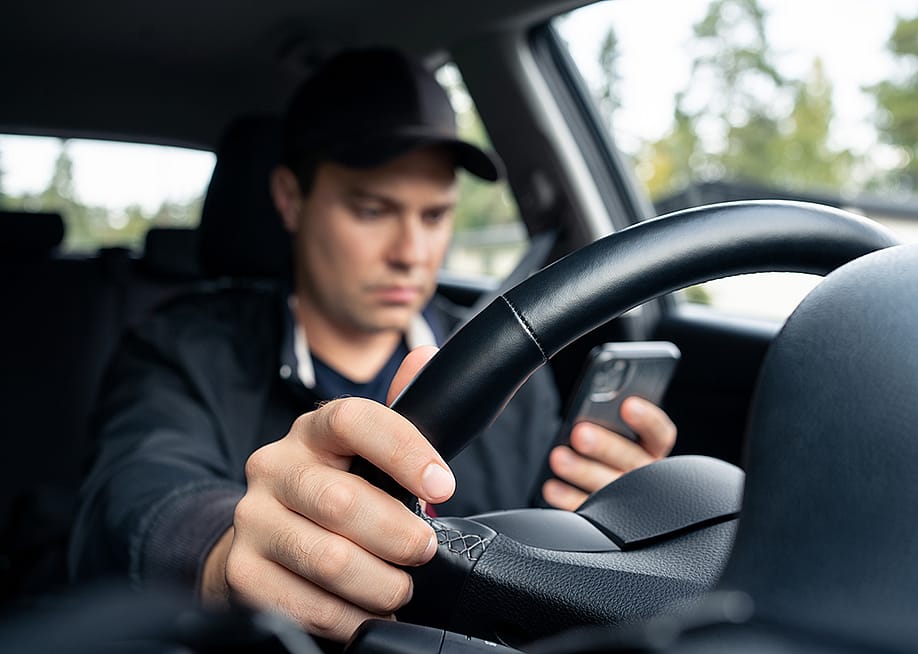 Man distracted texting on his smartphone while driving. — Tero Vesalainen // Shutterstock
