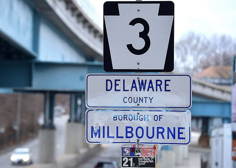 Signage of Millbourne borough in the county of Delaware. — Pete Bannan // MediaNews Group / Daily Times via Getty Images