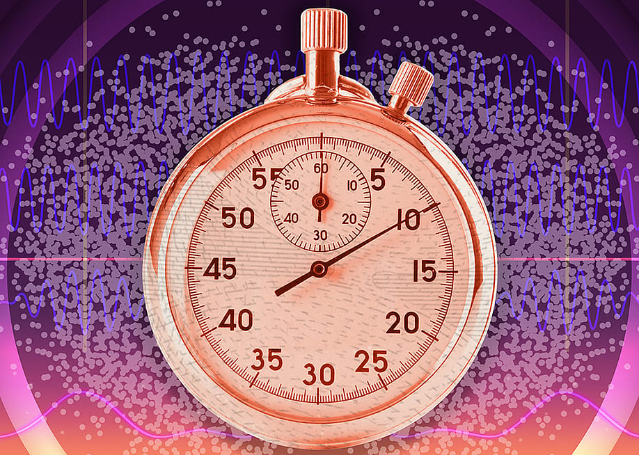 Illustration showing concept of studying time at molecular levels. — Knowable Magazine