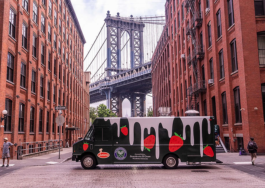 Former tennis pro, John Isner, brought the flavour of The Championships, Wimbledon, to New York, in a food truck serving strawberries and cream mini cheesecakes. — Adam Gray // 72Point