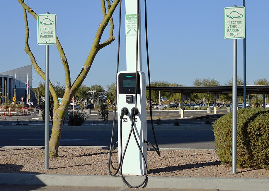 An Autel electric car charging station located at a business district. — Around the World Photos // Shutterstock