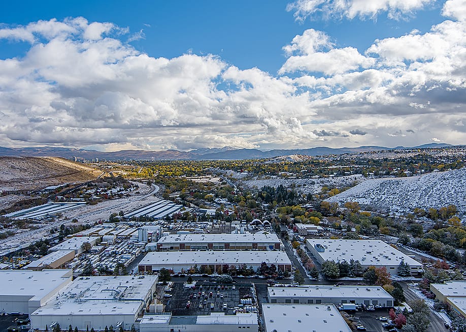 Aerial view of an industrial area in the west of Reno, Nevada. — Gchapel // Shutterstock