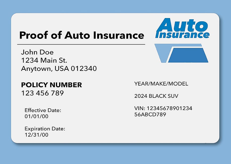 A mock illustration of an automobile insurance card. — robertindiana // Shutterstock