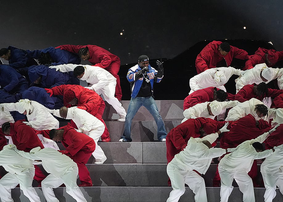 Kendrick Lamar on stage during his Super Bowl LIX Halftime Show. — TIMOTHY A. CLARY // AFP via Getty Images