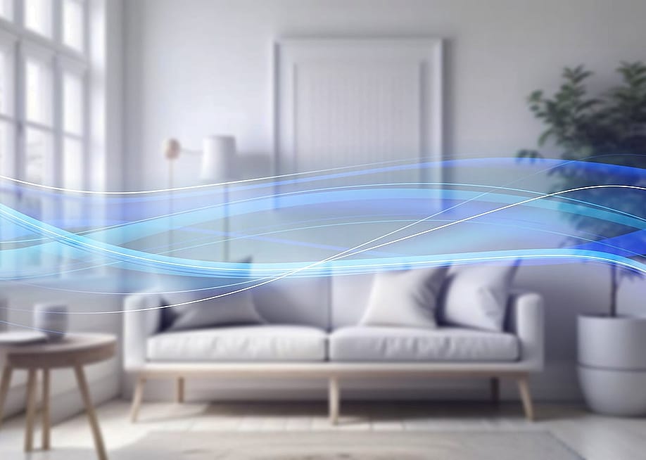 Holographic waves of fresh air in a modern apartment room. — Billion Photos // Shutterstock