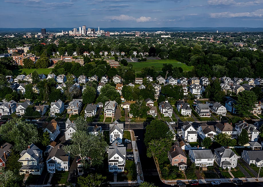 Aerial view of West Hartford, Connecticut during summer. — Mark F Lotterhand // Shutterstock