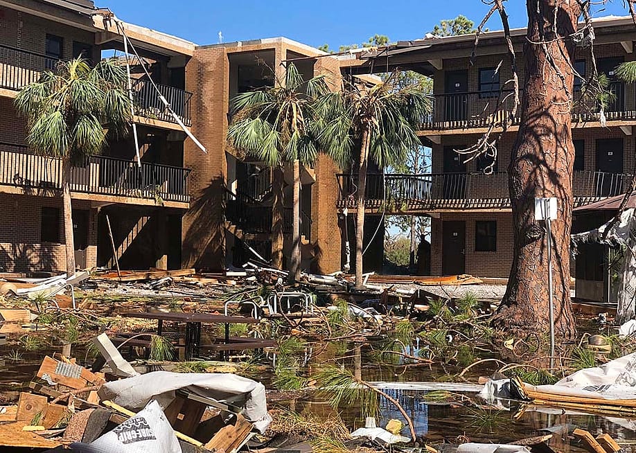 Hurricane Michael brought flooding and extensive damage to Tyndall Air Force base in Florida in 2018. — Army Staff Sgt. Alex Henninger // U.S. Department of Defense
