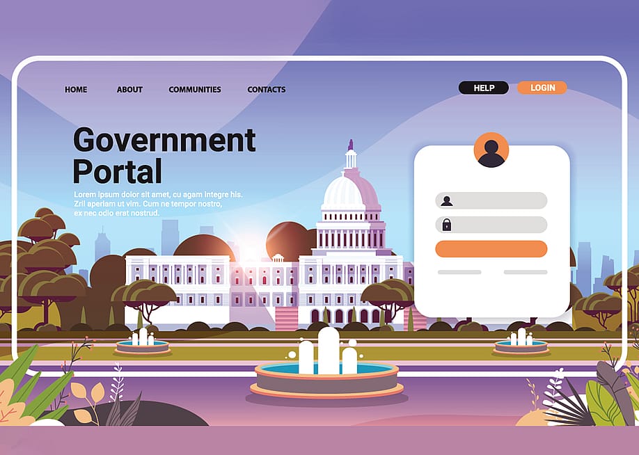 A sample illustration of a government portal website's landing page. — ProStockStudio // Shutterstock