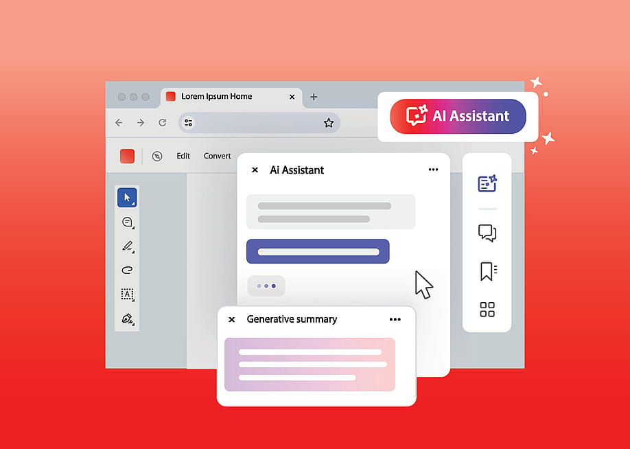 Illustration of a .pdf reader app with AI assistant features. — Lina Chekhovich // Shutterstock