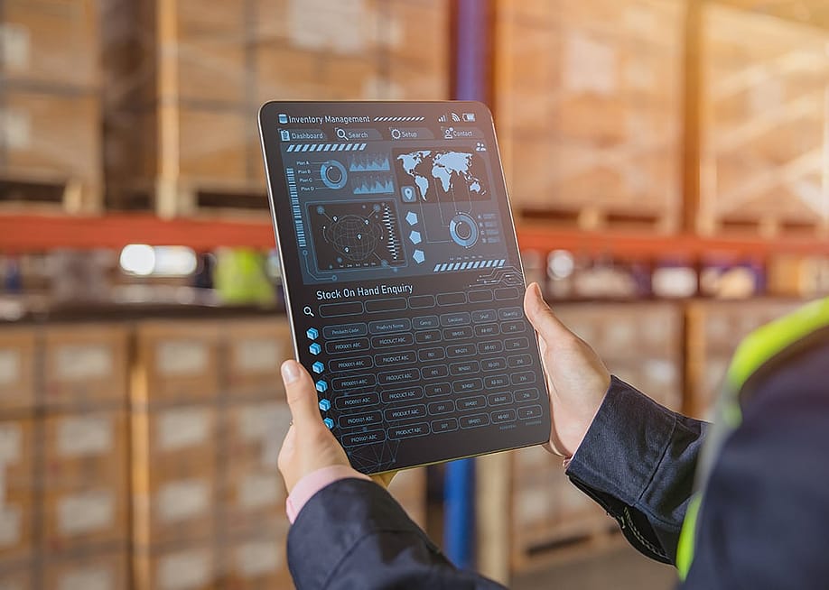 A smart warehouse management system app on a tablet. — Quality Stock Arts // Shutterstock