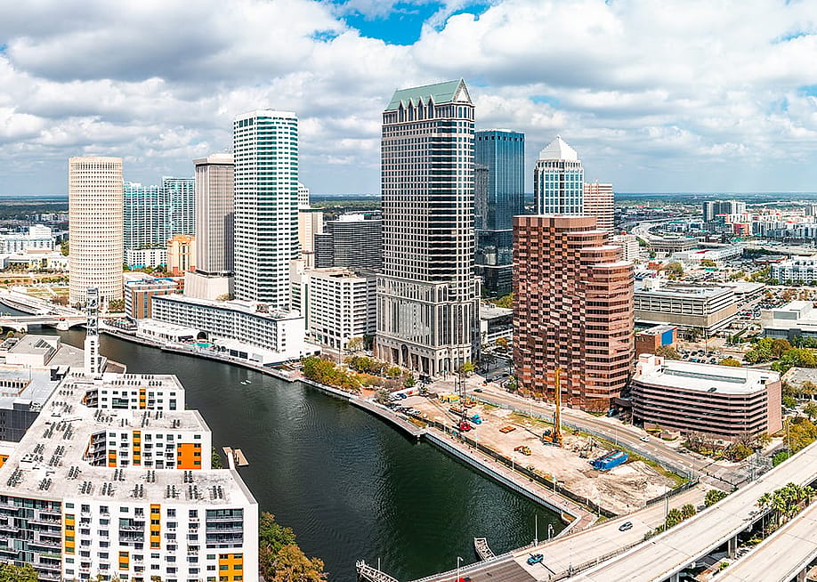 Aerial view of the Tampa city skyline in Florida. — Mihai_Andritoiu // Shutterstock