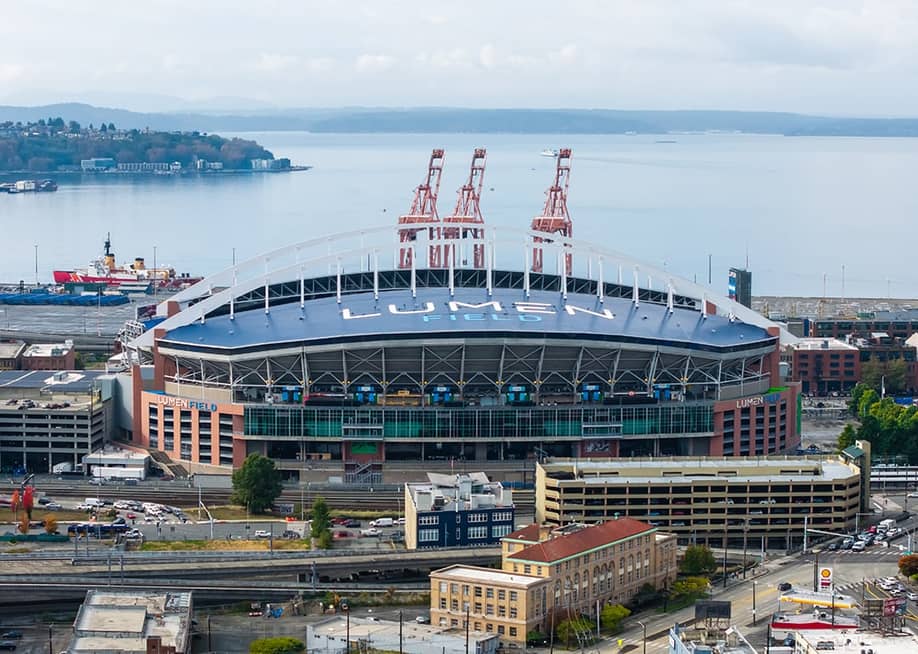 Aerial view of Lumen Field Stadium in Seattle, Washington. — SNEHIT PHOTO // Shutterstock