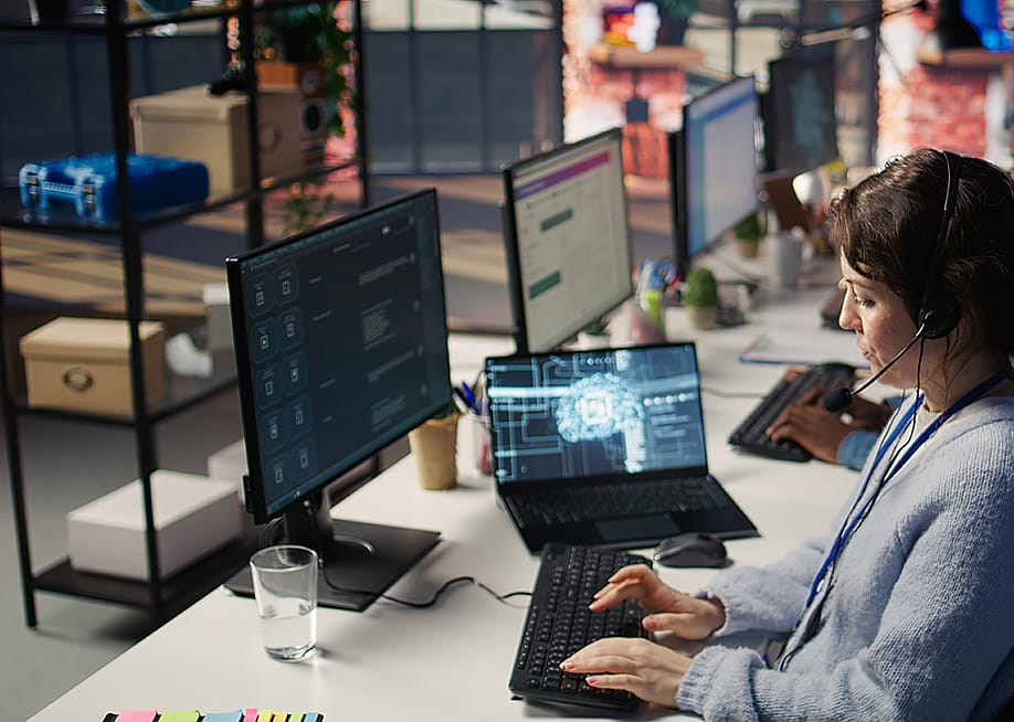 A female customer service worker using AI software to support operations. — DC Studio // Shutterstock