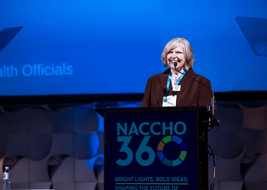 Lori Freeman, CEO of the National Association of County and City Health Officials, speaks at the organization's annual conference in July. — Jack Goras // 2025 NACCHO360 Conference