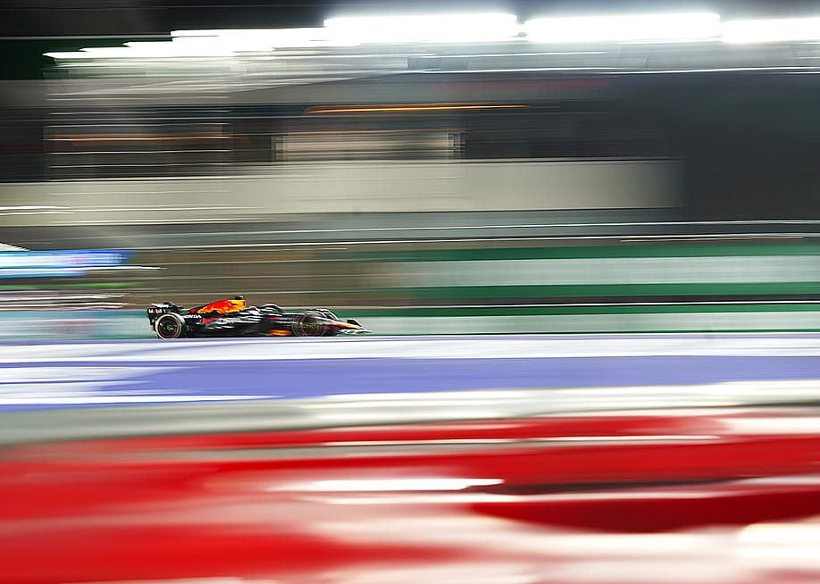 Red Bull's Dutch driver Max Verstappen in motion as he competes during the race of the 2025 Formula One U.S. Grand Prix in Las Vegas. — Wu Xiaoling // Xinhua via Getty Images