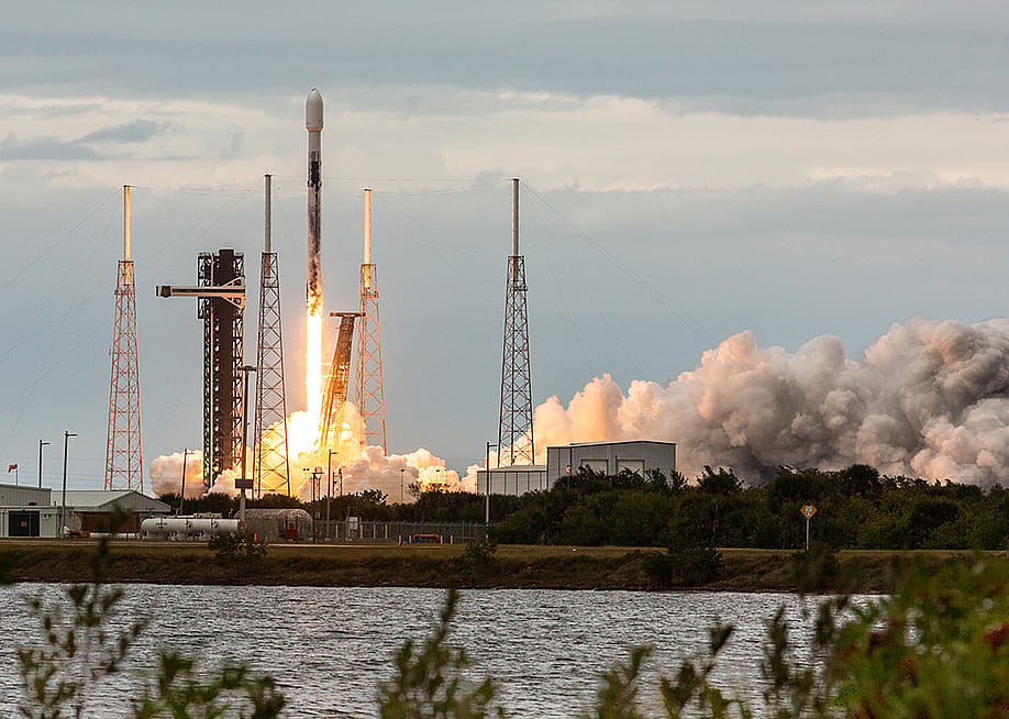 A SpaceX Falcon 9 rocket lifts off from launch pad 40 at the Cape Canaveral Space Force Base in Florida. — Manuel Mazzanti // NurPhoto via Getty Images