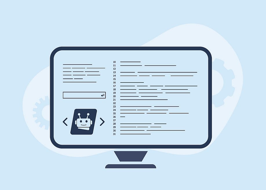 A vector illustration of a computer monitor with AI code writing graphics. — BestForBest // Shutterstock
