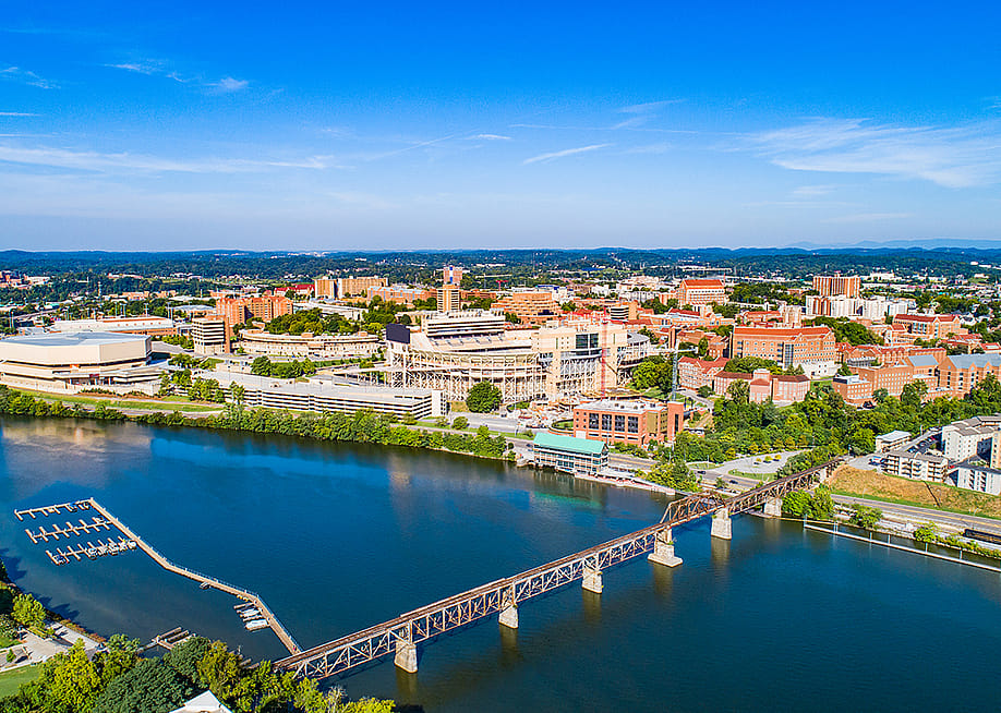 Aerial view of downtown Knoxville in Tennessee. — Kevin Ruck // Shutterstock