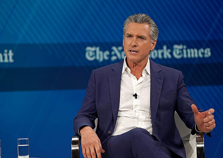 California Governor, Gavin Newsom speaks onstage during The New York Times DealBook Summit 2025 at Jazz at Lincoln Center on December 03, 2025 in New York City. — David Dee Delgado // Getty Images for The New York Times