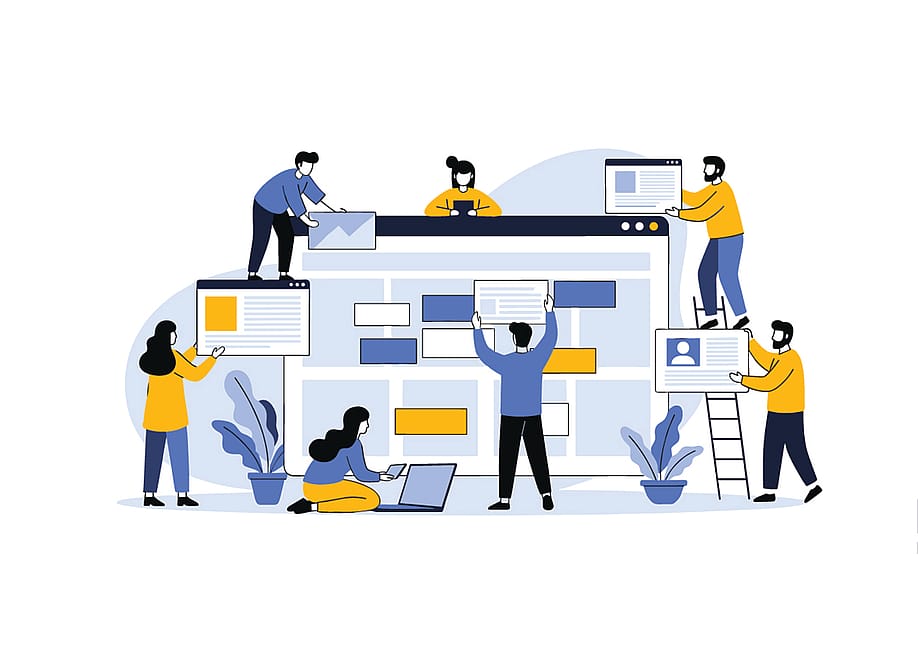 Vector illustration of a business team working together to build an accessible web design project. — Norman Studio // Shutterstock