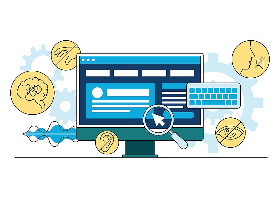 A vector illustration of a monitor with web accessibility graphics. — graphicwithart // Shutterstock