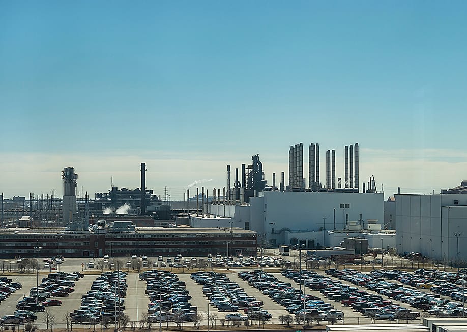 Aerial view of the Ford Motor Company automobile factory complex in Dearborn, Michigan. — Aldo91 // Shutterstock