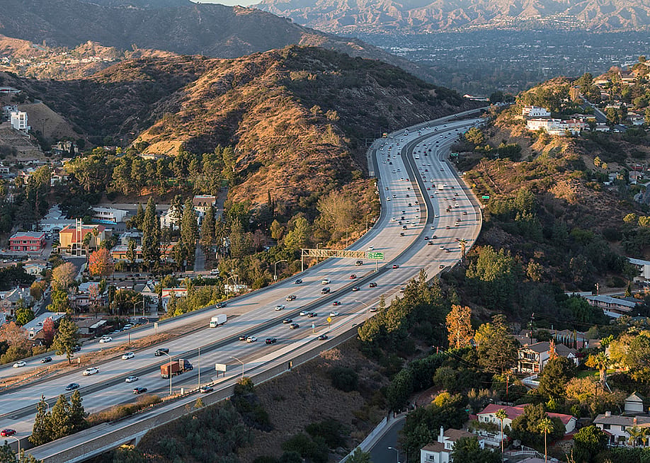 Aerial view of Glendale freeway in California. — trekandshoot // Shutterstock