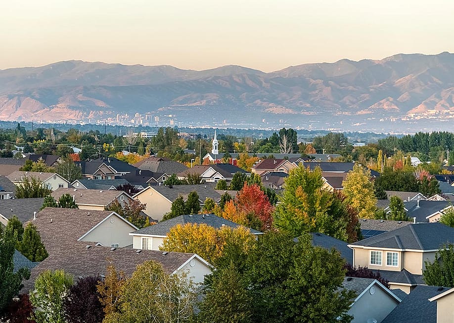 A rooftop view of a suburban neighborhood in Salt Lake City, Utah. — Jason Finn // Shutterstock