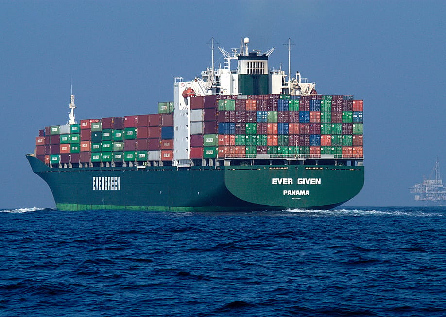 Container ship passing through the Santa Barbara Channel with cargo en route to China from the Port of Los Angeles. — Robert V Schwemmer // Shutterstock
