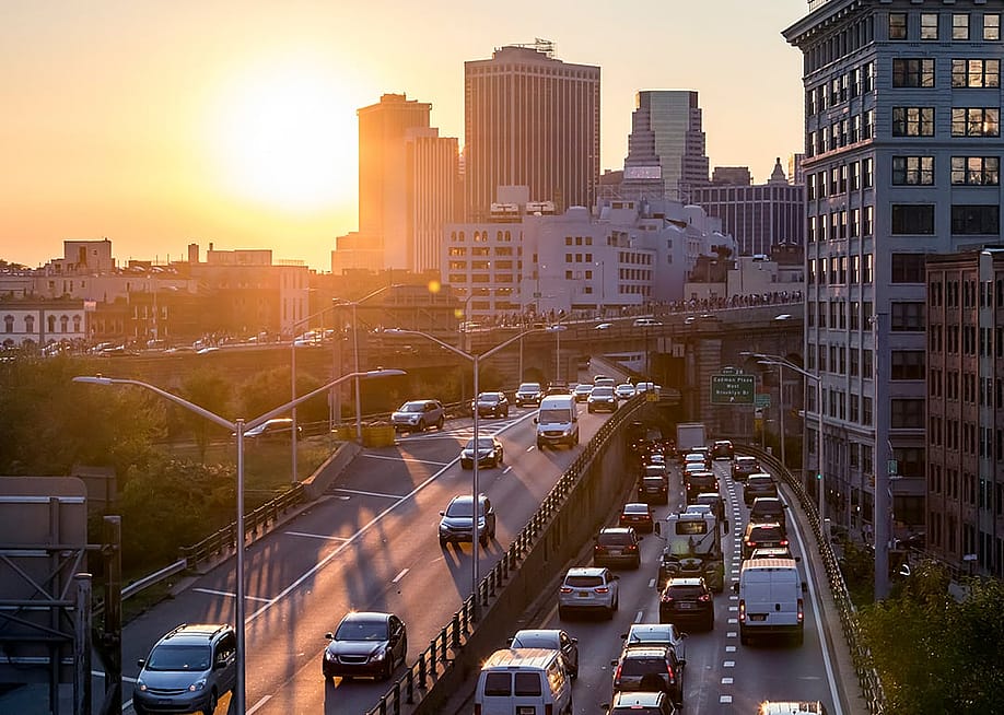 A view of rush hour afternoon traffic on the Brooklyn Queens Expressway in New York City. — Ryan DeBerardinis // Shutterstock