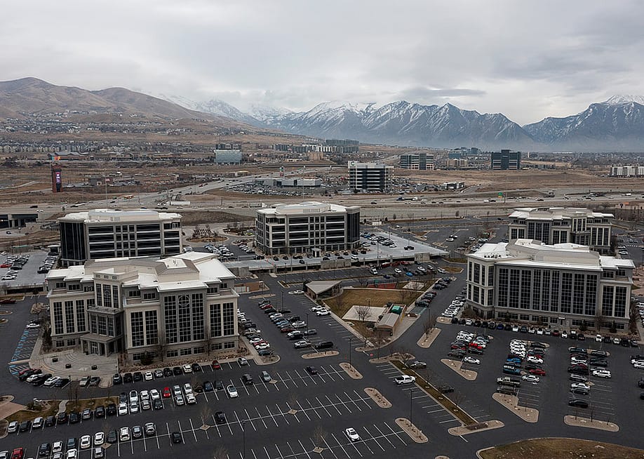 Various office building that make up Silicon Slopes are seen in Lehi on Friday, January 23, 2026. — Bethany Baker // The Salt Lake Tribune