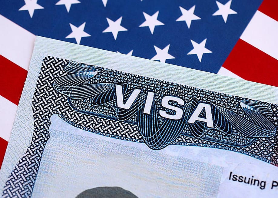 The border of a US visa vignette. — Mehaniq // Shutterstock