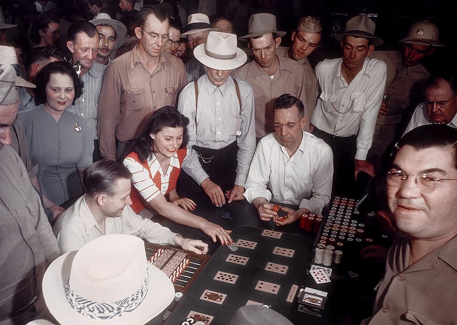 unters play Faro at the El Rancho Vegas hotel and casino, the first resort hotel on the Strip, in July 1942 in Las Vegas, Nevada. — Ivan Dmitri // Michael Ochs Archives / Getty Images