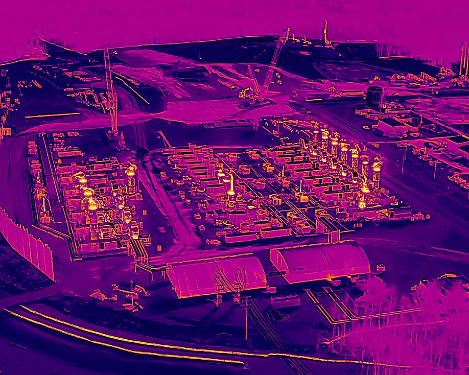 Thermal drone imagery showing more than a dozen unpermitted turbines operating at xAI's gas plant in Southaven, Mississippi. — Evan Simon // Floodlight