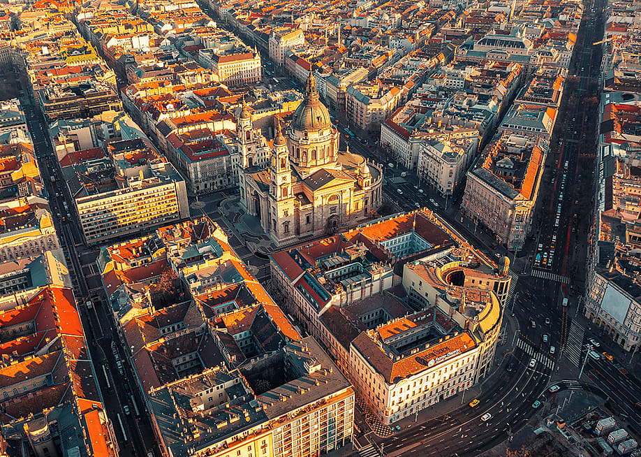Aerial city view of Budapest in Hungary. — Super8 // Shutterstock