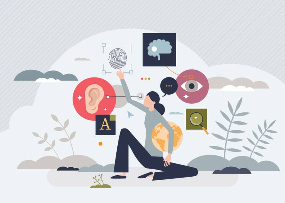 A vector illustration of a woman reaching out for internet graphics as a concept of web accessibility. — VectorMine // Shutterstock